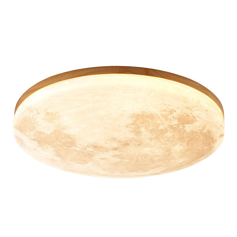Minimalistisk LED Plafonnier – Rund Design i Træ og Akrilik Bonusvis