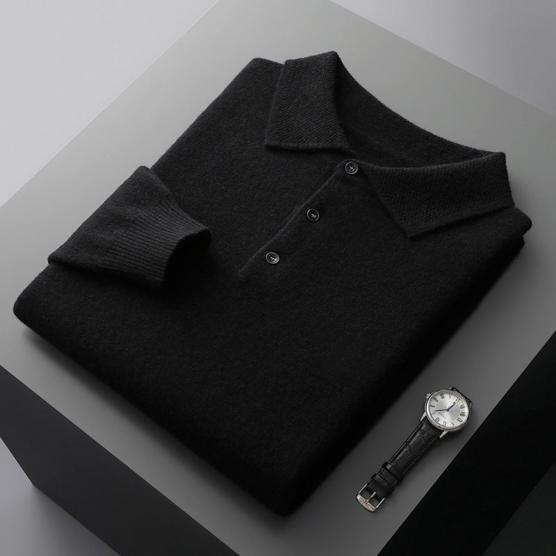 Eksklusiv Polo Pullover i 100% Cashmere – Komfort og Stil i Én Navy Bonusvis