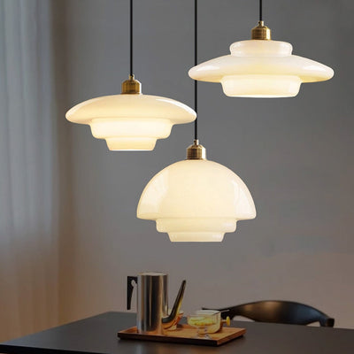 Pendellampe i Mid-Century Stil – Elegant Hvid Glas for Raffineret Belysning Bonusvis