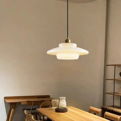 Pendellampe i Mid-Century Stil – Elegant Hvid Glas for Raffineret Belysning Bonusvis