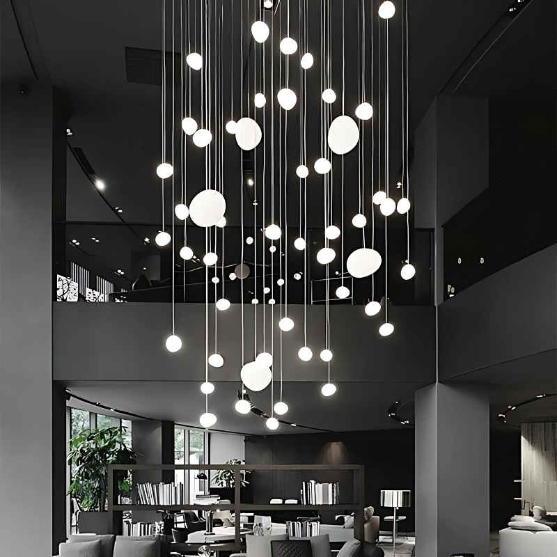 LumiPebble Pendellampe – Glas og Sten, Moderne Design, Høj Kvalitet Bonusvis