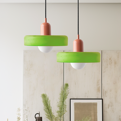 GeoGlow - Elegant Bauhaus pendellampe i farvet glas Iskold grøn Lyserød Bonusvis
