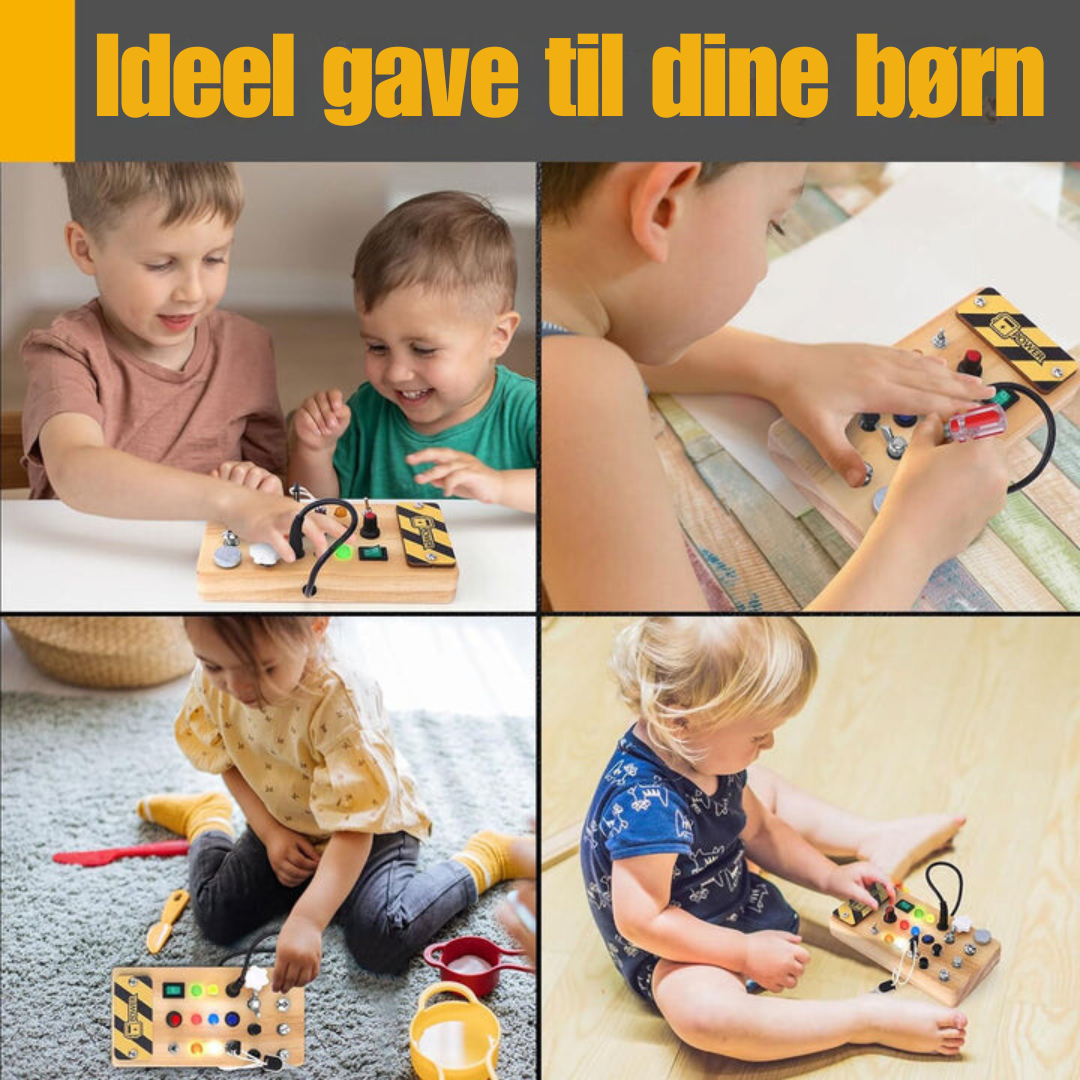 LumoBoard Træ Aktivitetsbræt med LED – Montessori Legetøj til Børn fra 1 År, Rejsevenligt og Pædagogisk Bonusvis