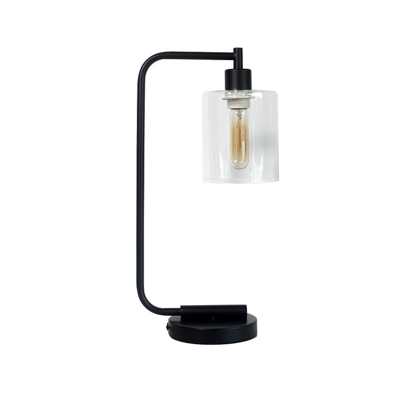 Minimalistisk Bordlampe i Metal og Stof – Moderne Cylindrisk Design Bonusvis