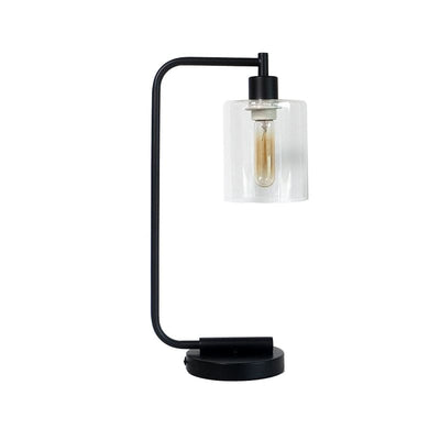 Minimalistisk Bordlampe i Metal og Stof – Moderne Cylindrisk Design Bonusvis
