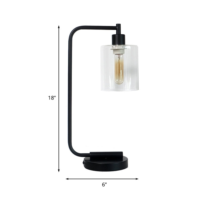 Minimalistisk Bordlampe i Metal og Stof – Moderne Cylindrisk Design Bonusvis