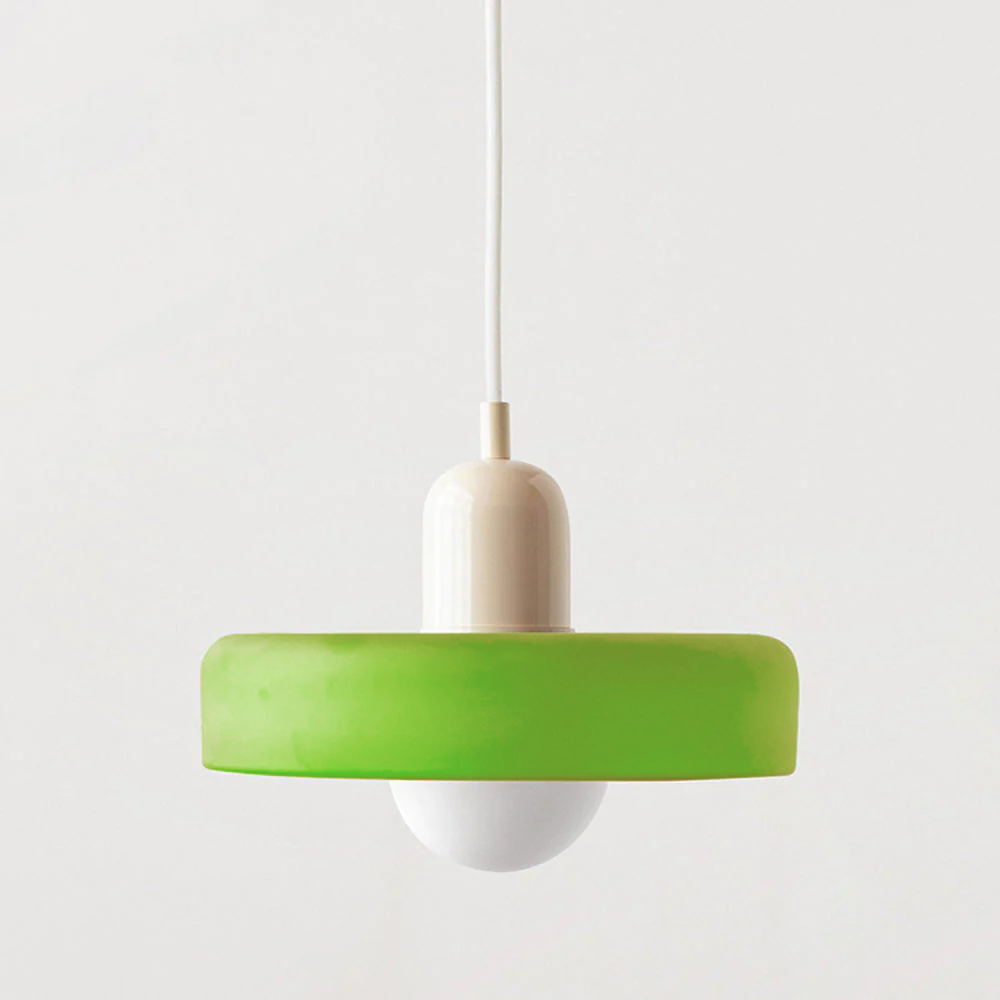 GeoGlow - Elegant Bauhaus pendellampe i farvet glas Iskold grøn Beige Bonusvis