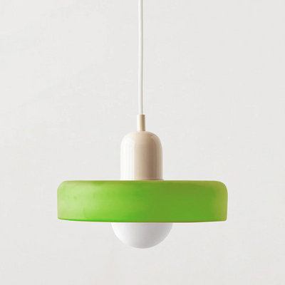 GeoGlow - Elegant Bauhaus pendellampe i farvet glas Iskold grøn Beige Bonusvis