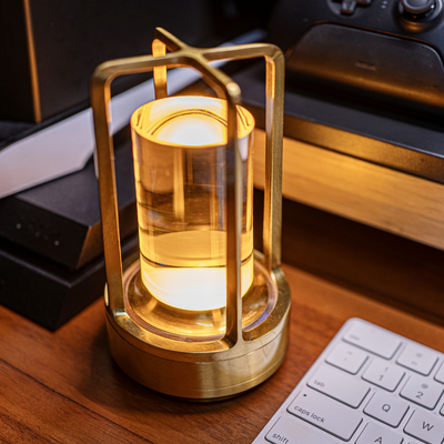 LumiCrystal - Trådløs krystallampe med dæmpbar LED og USB-opladning Guld Bonusvis