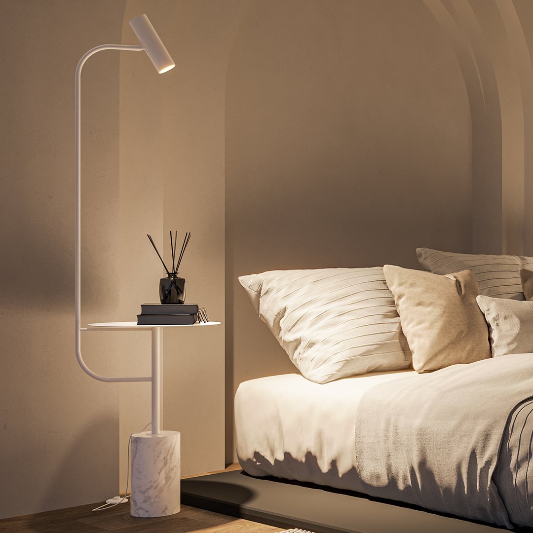 LumiMarble LED Gulvlampe – Moderne Design med Marmor og Justerbar Lys Hvid Bonusvis