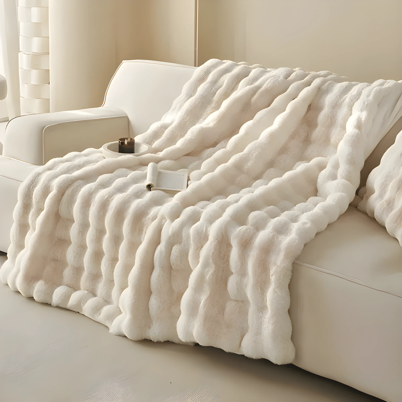 Fluff Bubble Fleece Tæppe – Luksus og Komfort til Dit Hjem Hvid Bonusvis