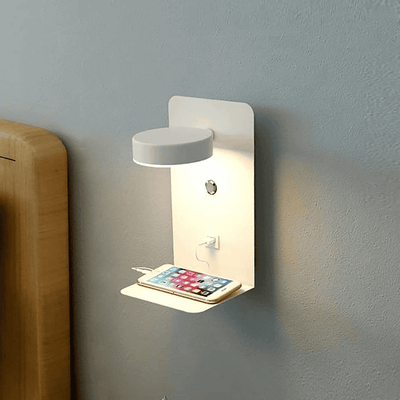 LumaWall – Dæmpbar LED Væglampe med USB Oplader til Soveværelse hvid Bonusvis