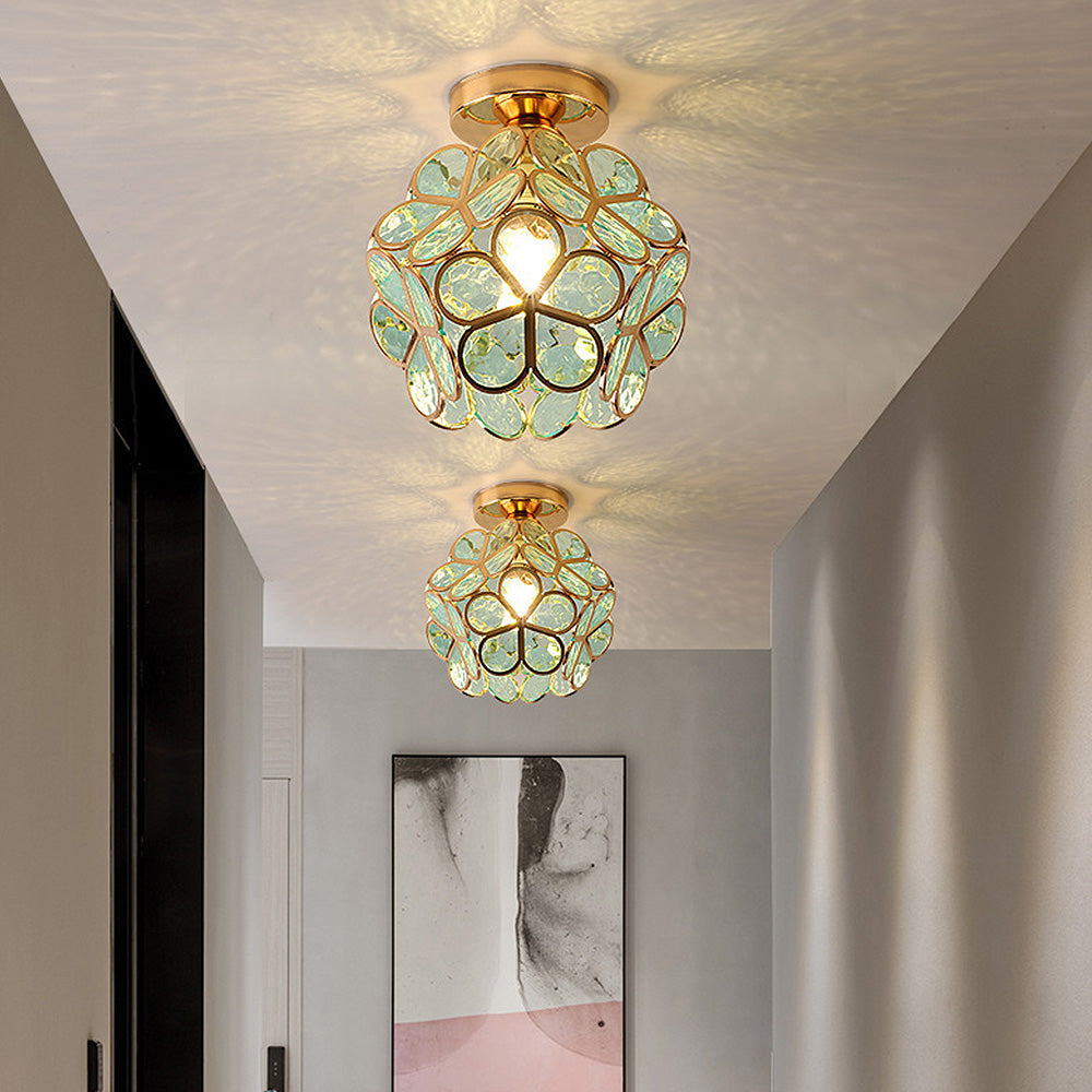 Design blomster stil glas hall loftsbelysning Grøn D20*H25cm Bonusvis