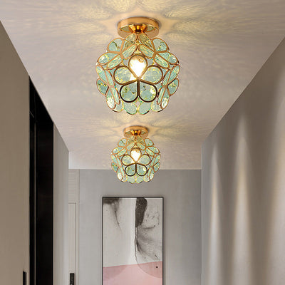 Design blomster stil glas hall loftsbelysning Grøn D20*H25cm Bonusvis