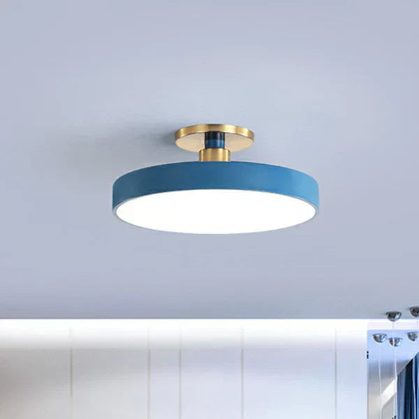 Rund indbygningslampe Nordisk stil Akryl Soveværelse LED Semi Coil Loftlampe Blå Bonusvis