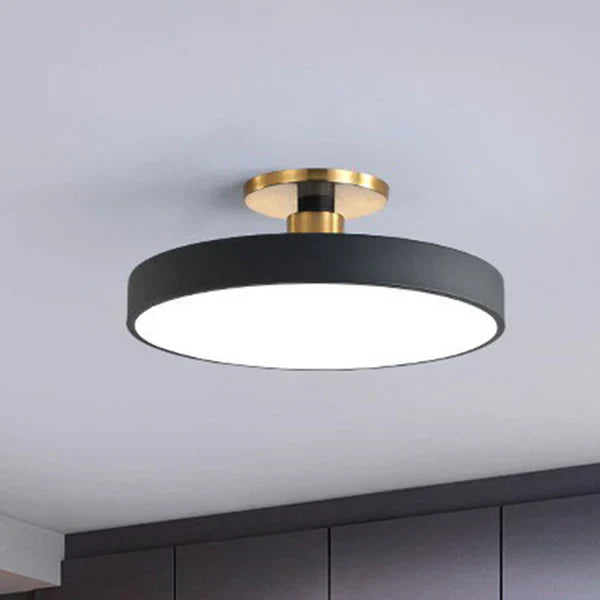 Rund indbygningslampe Nordisk stil Akryl Soveværelse LED Semi Coil Loftlampe Sort Bonusvis