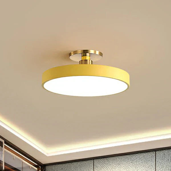 Rund indbygningslampe Nordisk stil Akryl Soveværelse LED Semi Coil Loftlampe Gul Bonusvis