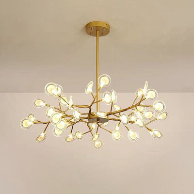 LumiFlare - Elegant forgrenet LED-lysekrone med ildflueeffekt B 45 Guld Bonusvis