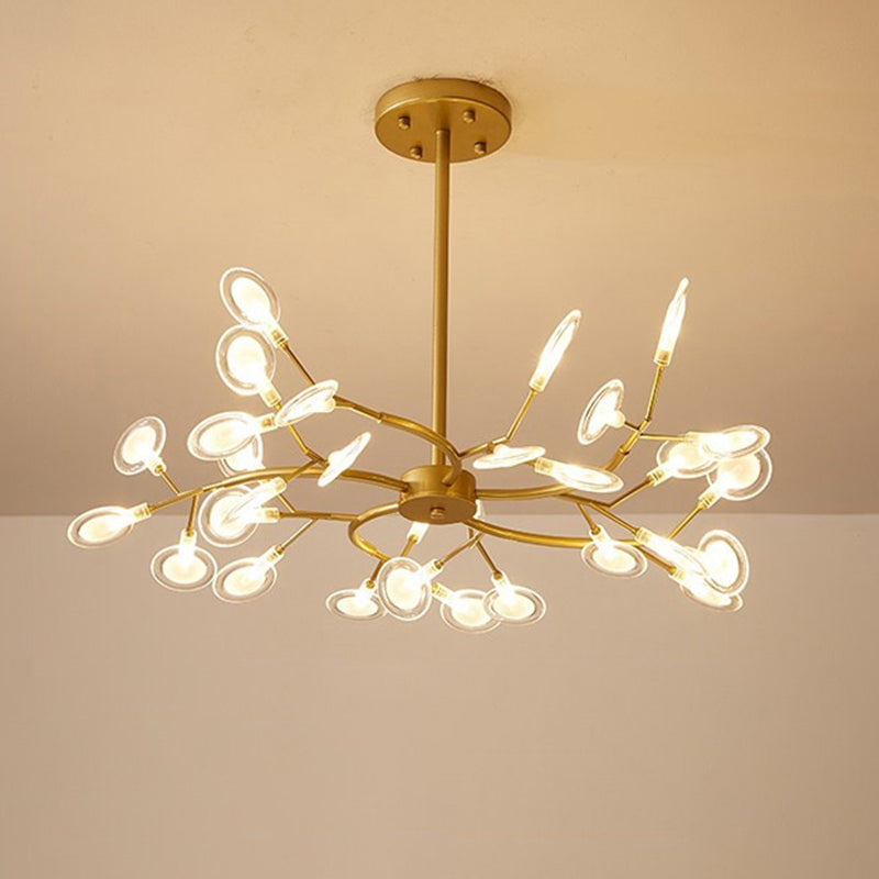 LumiFlare - Elegant forgrenet LED-lysekrone med ildflueeffekt B 30 Guld Bonusvis