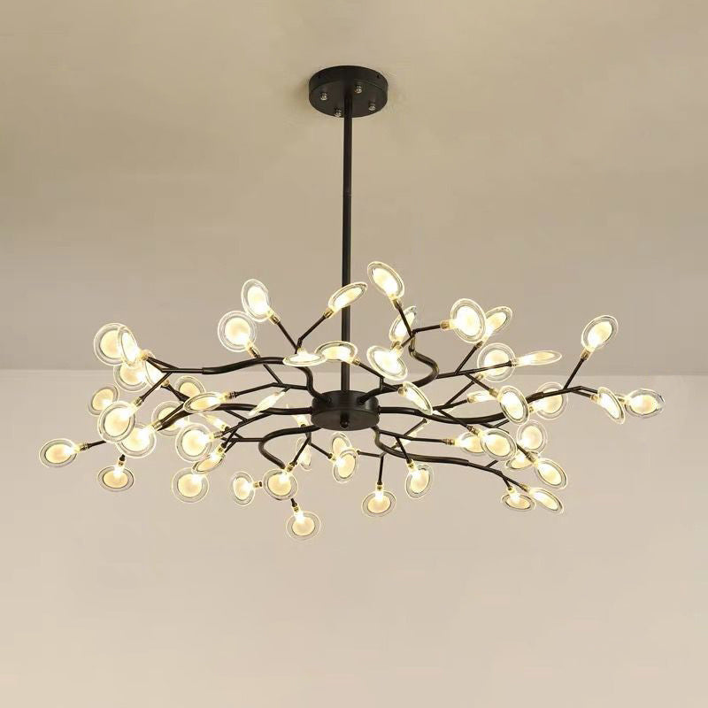 LumiFlare - Elegant forgrenet LED-lysekrone med ildflueeffekt B 54 Sort Bonusvis