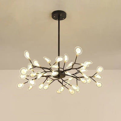 LumiFlare - Elegant forgrenet LED-lysekrone med ildflueeffekt B 45 Sort Bonusvis