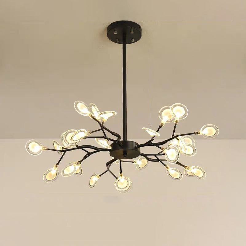 LumiFlare - Elegant forgrenet LED-lysekrone med ildflueeffekt B 30 Sort Bonusvis