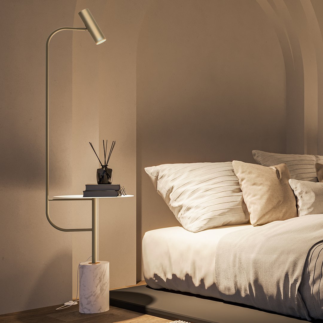 LumiMarble LED Gulvlampe – Moderne Design med Marmor og Justerbar Lys Guld Bonusvis