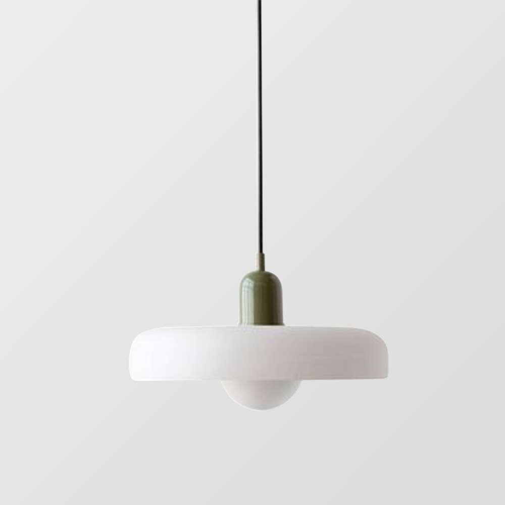 GeoGlow - Elegant Bauhaus pendellampe i farvet glas Bonusvis