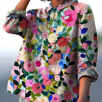 Kiara Bluse til Kvinder – Blomstret Løs Pasform med Lange Ærmer og Elegant Design Bonusvis