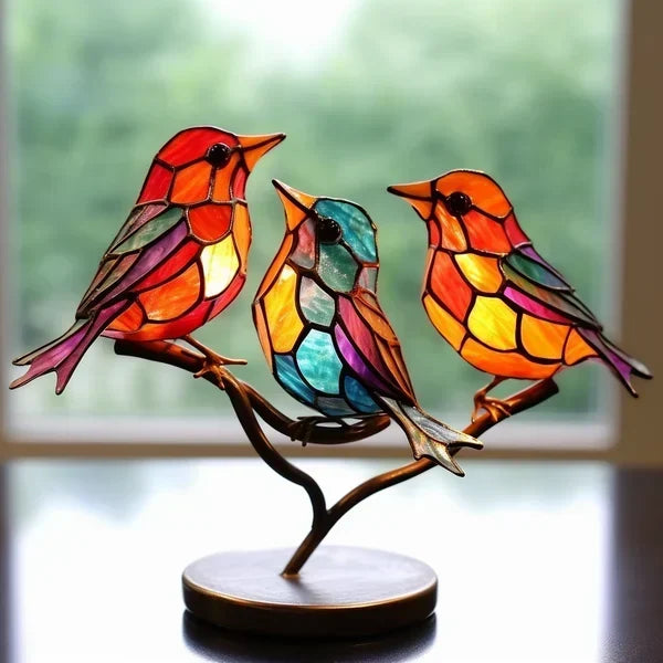 LuxeHome AvianElegance – Håndlavede Glasfugle i Kunstnerisk Design 3 Fugle (type 1) Bonusvis