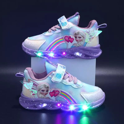 Elsa Lysende Børnesneakers med LED-Lys – Magi ved Hvert Skridt lilla Bonusvis