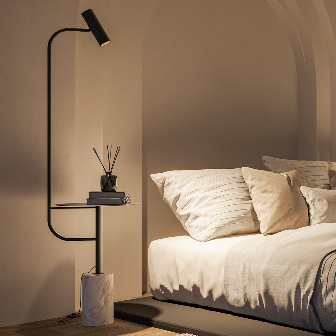 LumiMarble LED Gulvlampe – Moderne Design med Marmor og Justerbar Lys Sort Bonusvis