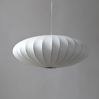 Velunza Loftslampe i Silke med Metalramme – Elfenbenshvid Designlampe i Ø30cm eller Ø50cm til Stue, Soveværelse og Spisestue Bonusvis