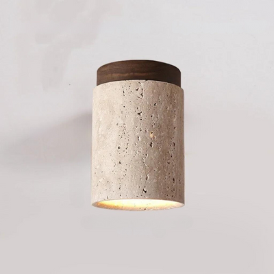 PierreLuxe Indbygget Lystkrone – Elegance med Naturlig Travertin og LED-belysning Brun (Stor) Bonusvis