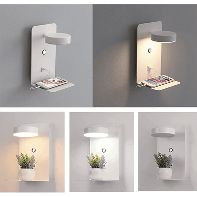 LumaWall – Dæmpbar LED Væglampe med USB Oplader til Soveværelse Bonusvis