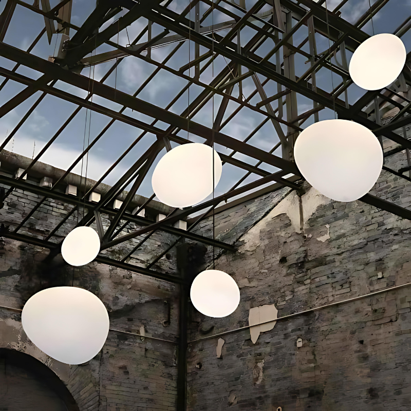LumiPebble Pendellampe – Glas og Sten, Moderne Design, Høj Kvalitet Bonusvis
