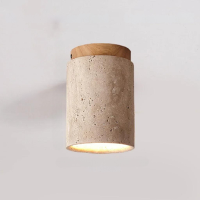 PierreLuxe Indbygget Lystkrone – Elegance med Naturlig Travertin og LED-belysning Træ (Stor) Bonusvis