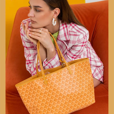 ElegantShopper Taske – Stilfuld og Praktisk til Arbejde, Shopping og Hverdag Gul Bonusvis