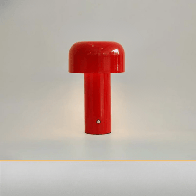 LumiShroom Designlampe – Trådløs LED Bordlampe med Justerbar Lysstyrke Rød Bonusvis