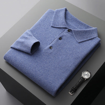 Eksklusiv Polo Pullover i 100% Cashmere – Komfort og Stil i Én Blå Bonusvis