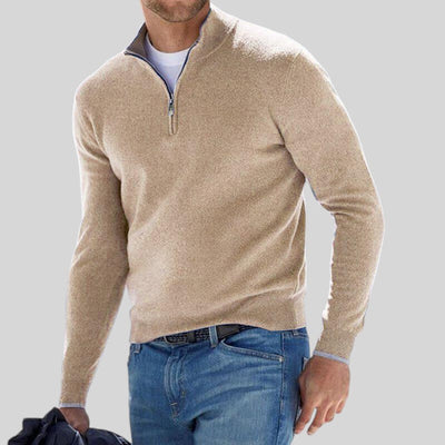 David Pullover med Høj Krave og Lynlås – Luksuriøs Komfort til Kølige Dage Beige Bonusvis
