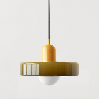 GeoGlow - Elegant Bauhaus pendellampe i farvet glas Bonusvis