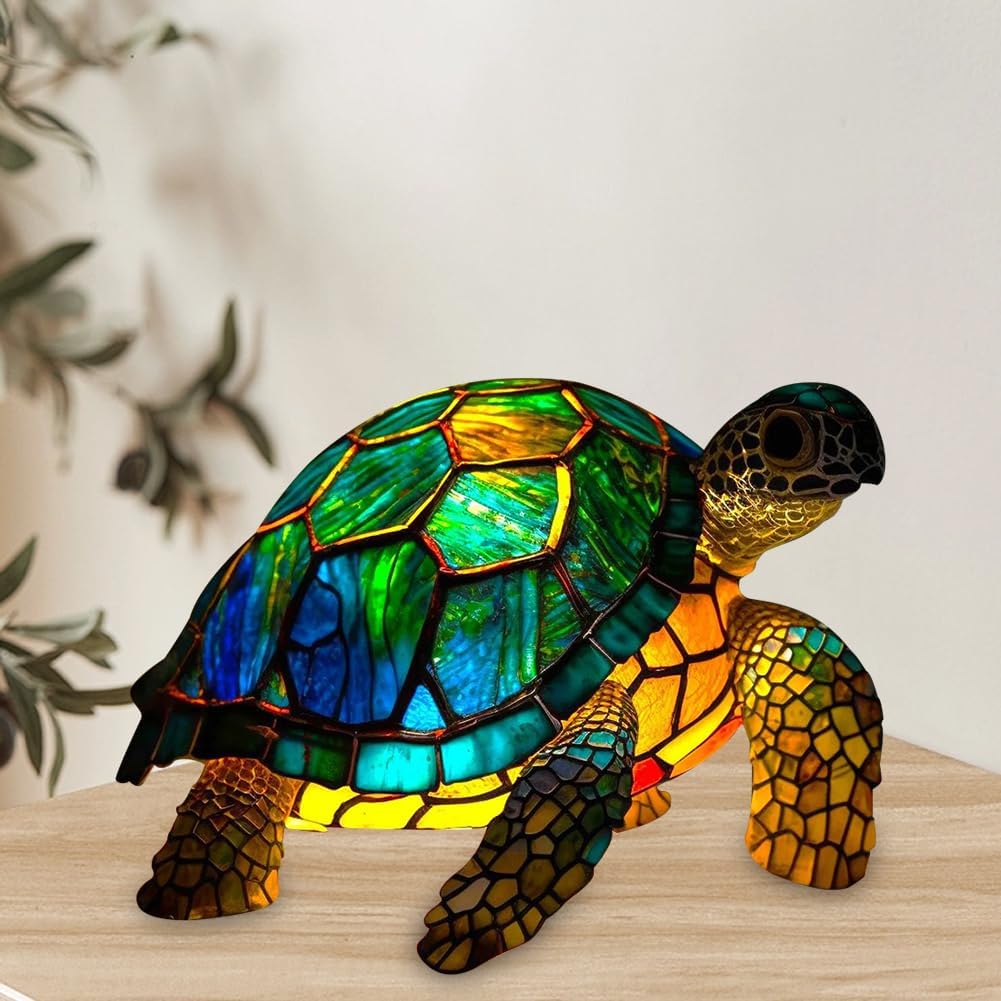 Animora LED Designerlampe – Dæmpbar Bordlampe i Resin Skildpadde Bonusvis