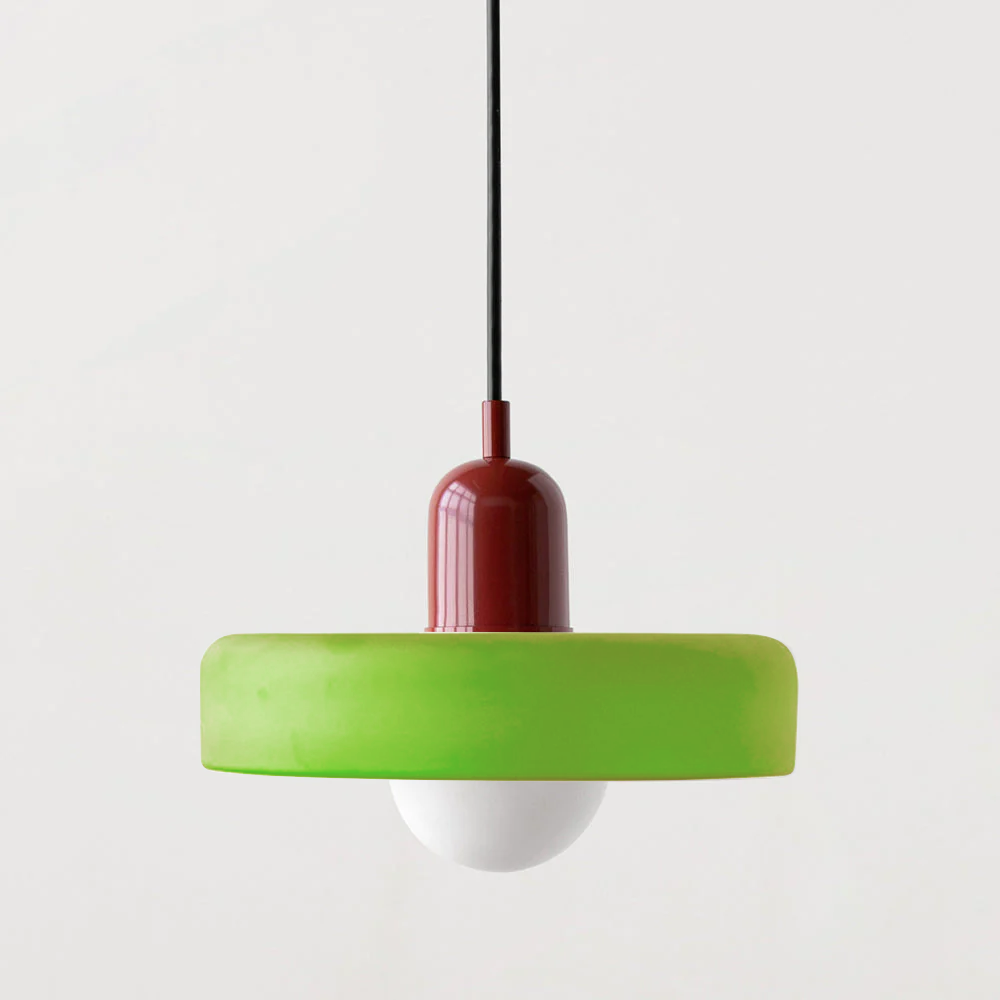 GeoGlow - Elegant Bauhaus pendellampe i farvet glas Iskold grøn Rød Bonusvis