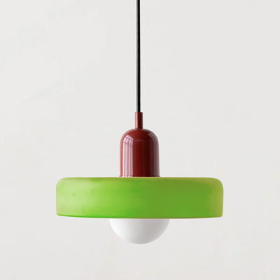GeoGlow - Elegant Bauhaus pendellampe i farvet glas Iskold grøn Rød Bonusvis