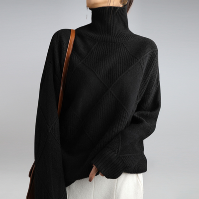 Cachemire Pullover med Rullekrave – Luksus og Elegance til Hverdagen Sort Bonusvis