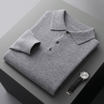 Eksklusiv Polo Pullover i 100% Cashmere – Komfort og Stil i Én Grå Bonusvis