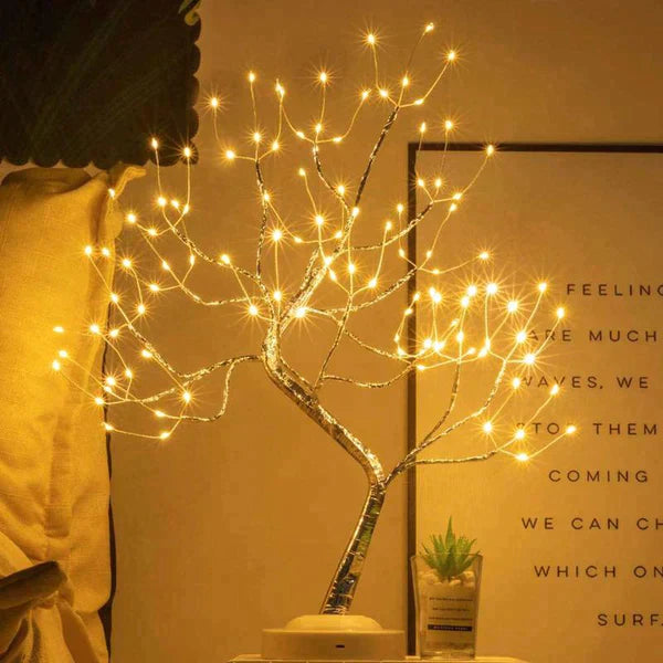 GlowTree - Håndlavet træformet lampe med beroligende LED-belysning Bonusvis
