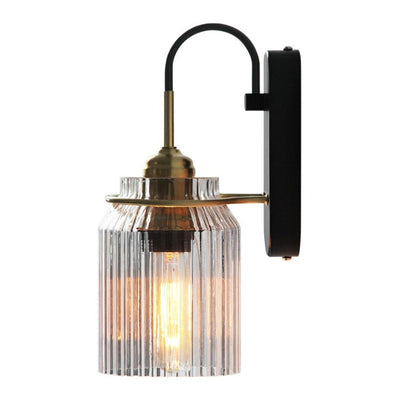 LumiRetro Væglampe – Vintage Design med Stribet Glas og Metalramme Bonusvis