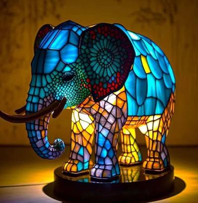 GlassGlow | Premium & Elegant Glas Dyr Lampe Elefant Bonusvis
